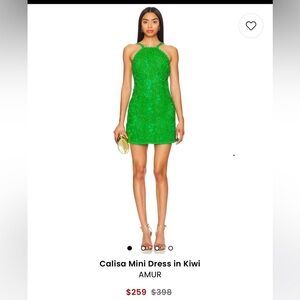 AMUR Calisa Cotton Textured Mini Dress Kiwi Green